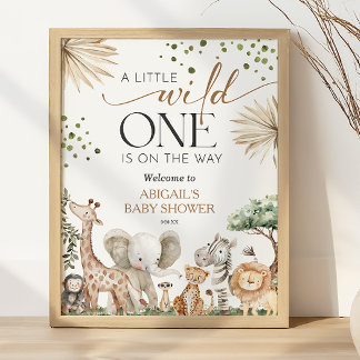 Poster Bienvenue à la Baby Shower Animaux de Safari pour