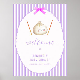 Poster Bienvenue à la Baby Shower Asian Dumpling Arc-en-c