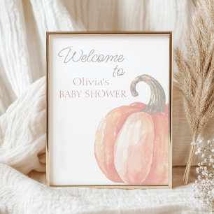 Poster Bienvenue à la Baby Shower automnale aquarelle ora