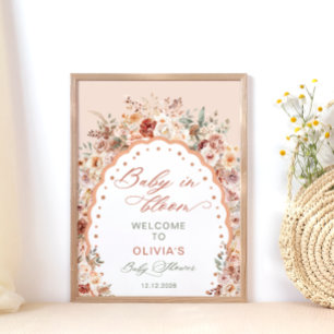 Poster Bienvenue à la Baby Shower Baby in Bloom Boho Flor