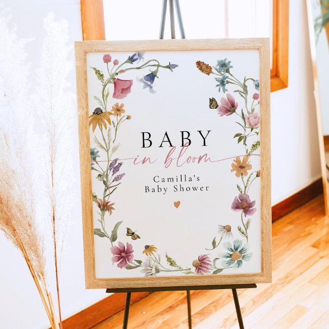 Poster Bienvenue à la Baby Shower Baby In Bloom Fleur Sau (Créateur téléchargé)