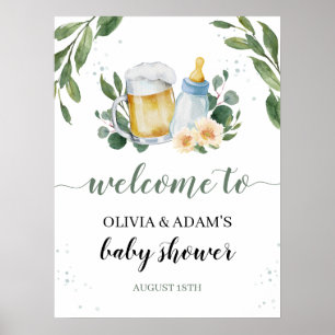 Poster Bienvenue à la Baby Shower Baby Is Brewing Greener