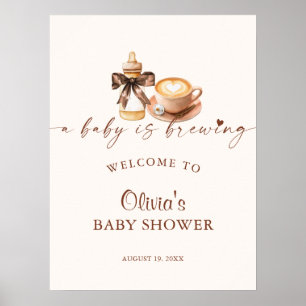 Poster Bienvenue à la Baby Shower Baby prépare du Café