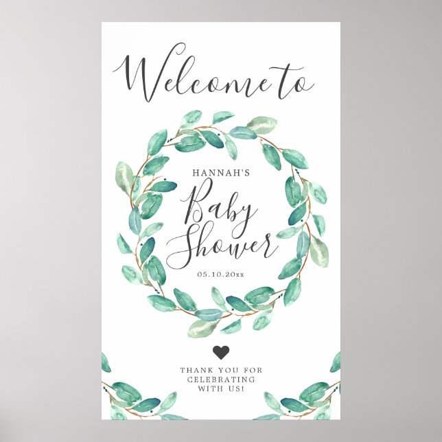 Poster Bienvenue à la Baby Shower Bayou Botanicals (Devant)