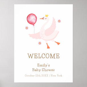 Poster Bienvenue à la Baby Shower Bébé Ballon Princesse D