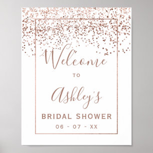 Poster Bienvenue à la baby shower blanche avec confettis 