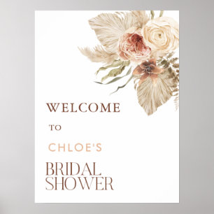 Poster Bienvenue à la Baby Shower Bohème Florale avec Her