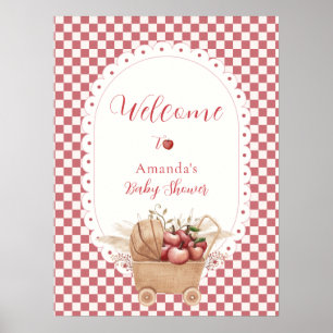 Poster Bienvenue à la Baby Shower Bohème Gingham Rustique