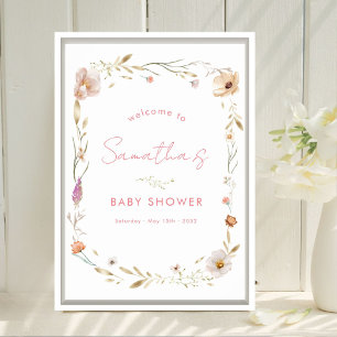 Poster Bienvenue à la Baby Shower Boho Flower