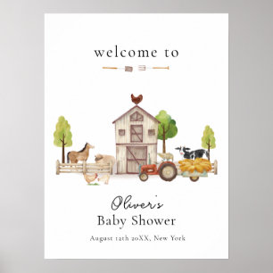 Poster Bienvenue à la Baby Shower Boho Vintage Tracteur F