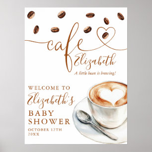 Poster Bienvenue à la Baby Shower Café Bean Brewing