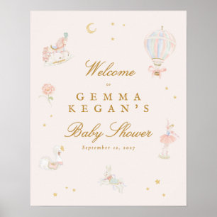 Poster Bienvenue à la baby shower conte de fées pour peti