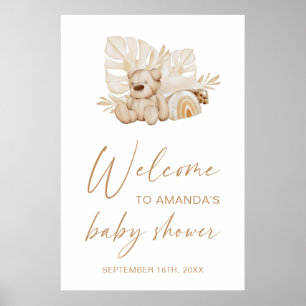 Poster Bienvenue à la Baby Shower de la nurserie aquarell