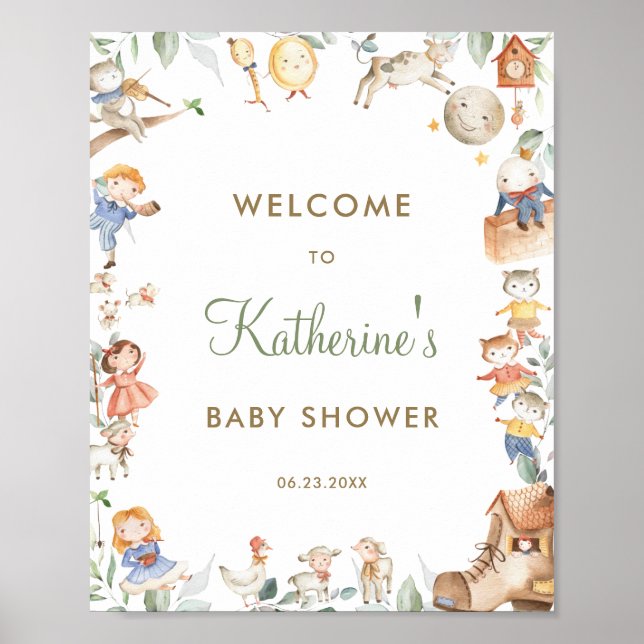 Poster Bienvenue à la Baby Shower de la Nursery Rhyme Chi (Devant)