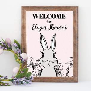 Poster Bienvenue à la Baby Shower de Lapin de Printemps d