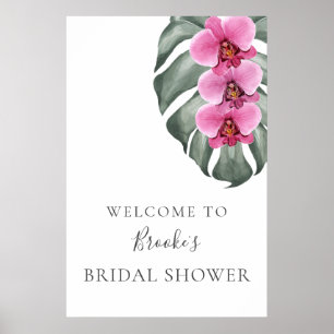 Poster Bienvenue à la Baby Shower de mariage aux Orchidée