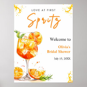Poster Bienvenue à la Baby Shower de mariage Orange Love