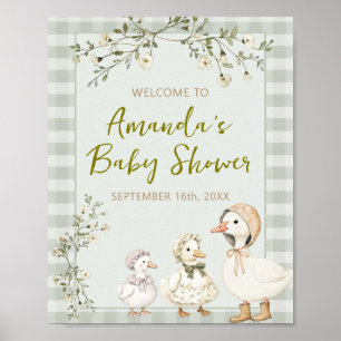 Poster Bienvenue à la Baby Shower de Mère l'Oie et de l'O
