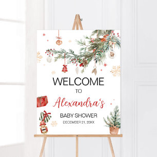 Poster Bienvenue à la Baby Shower de Noël Merry Little Ch