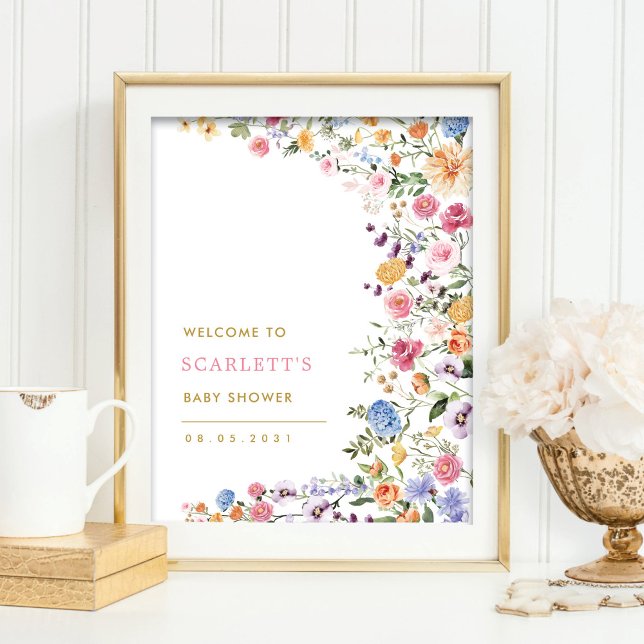 Poster Bienvenue à la Baby Shower de Printemps aux Fleurs (Créateur téléchargé)