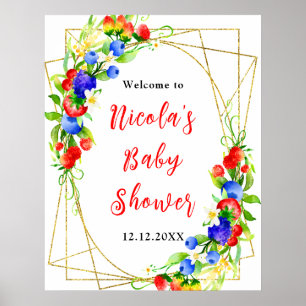 Poster Bienvenue à la Baby Shower des Baies Mixtes d'Été