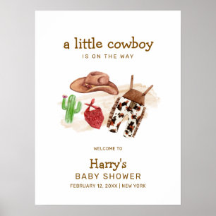 Poster Bienvenue à la Baby Shower du Cowboy au Cactus Occ