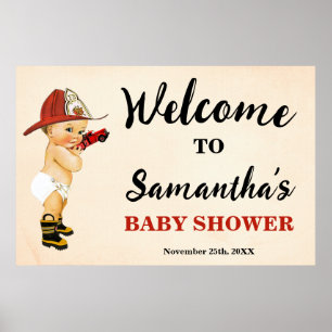 Poster Bienvenue à la Baby Shower du Petit Pompier