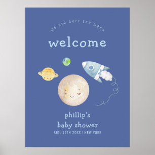 Poster Bienvenue à la Baby Shower Espace Garçon Au-Delà d