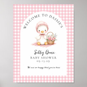 Poster Bienvenue à la Baby Shower Fille au style aquarell