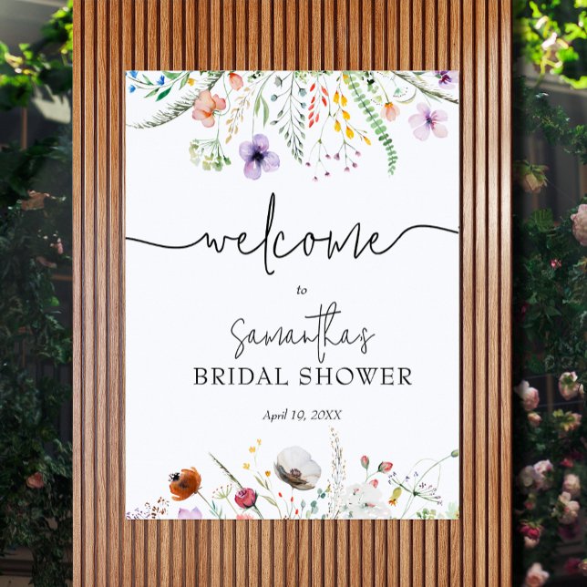 Poster Bienvenue à la Baby Shower Fleur des Champs (Wildflower Bridal Shower Welcome Poster - CHOOSE any size, printed or INSTANT DOWNLOAD)