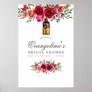 Poster Bienvenue à la Baby Shower Florale Aquarelle de Ma
