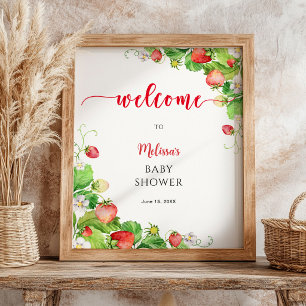 Poster Bienvenue à la Baby Shower Fraise 