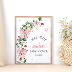 Poster Bienvenue à la Baby Shower Fraise
