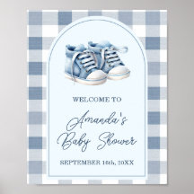 Bienvenue à la Baby Shower Gingham Garçon Chaussur