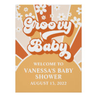 Bienvenue à la Baby Shower Groovy Baby Retro Sunsh