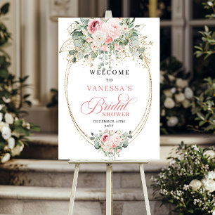 Poster Bienvenue à la Baby Shower Minimaliste Roses Rouge