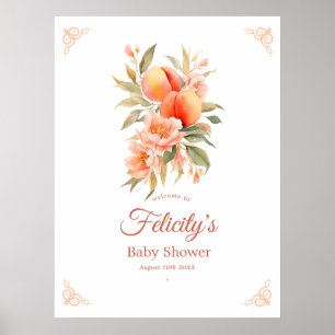 Poster Bienvenue à la Baby Shower Peach Fuzz