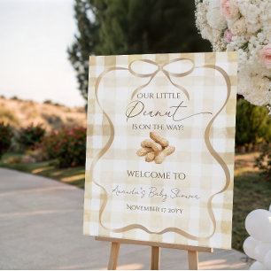 Poster Bienvenue à la Baby Shower Peanut Gingham Beige Ne
