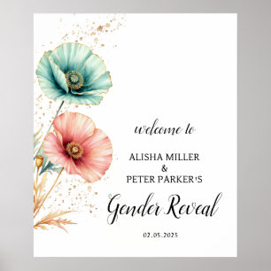 Poster Bienvenue à la Baby Shower Personnalisée Fleurs Ro