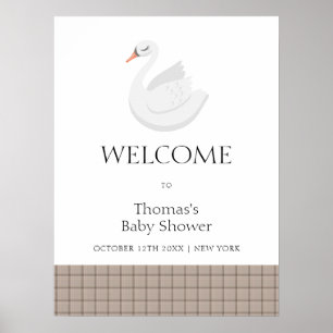 Poster Bienvenue à la Baby Shower pour Garçon avec Plaid