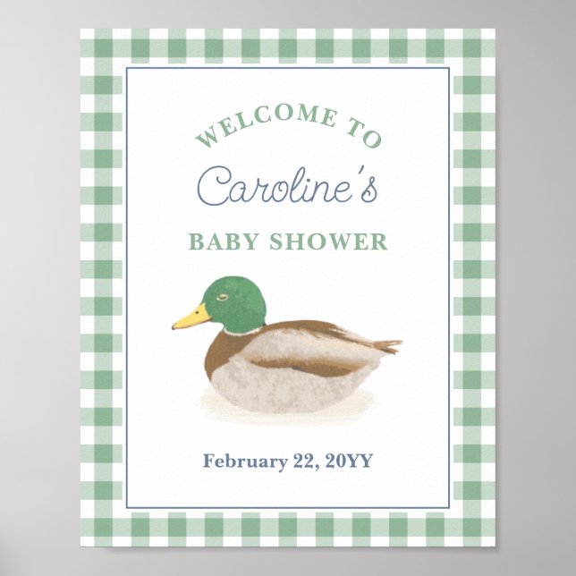 Poster Bienvenue à la Baby Shower pour l'arrivée du petit (Devant)