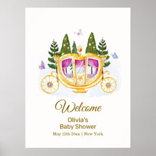 Poster Bienvenue à la Baby Shower Princesse des Bois