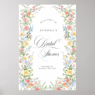 Poster Bienvenue à la Baby Shower Printanière Élégante au