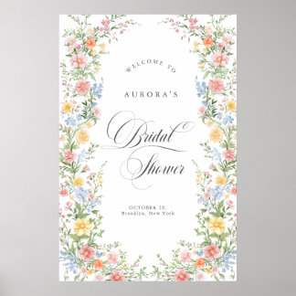 Poster Bienvenue à la Baby Shower Printanière Élégante au
