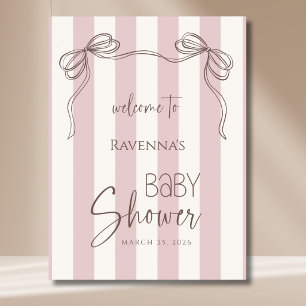 Poster Bienvenue à la Baby Shower Rose Pâle Stirpes Vinta