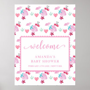 Poster Bienvenue à la Baby Shower Rose Sucrée Chérie Bébé