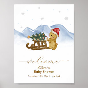 Poster Bienvenue à la Baby Shower Rustique d'Hiver avec u