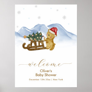 Poster Bienvenue à la Baby Shower Rustique d'Hiver avec u