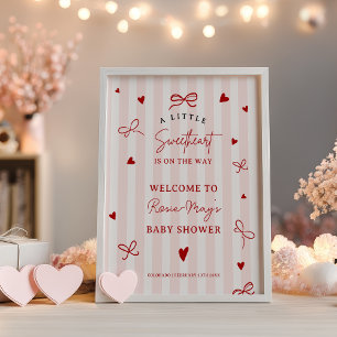 Poster Bienvenue à la Baby Shower Saint-Valentin Rouge Ch
