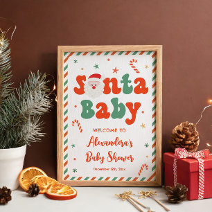 Poster Bienvenue à la Baby Shower Santa Baby